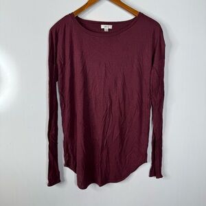 Wilfred Burgundy Crossover Back Long Sleeve Shirt Size Small